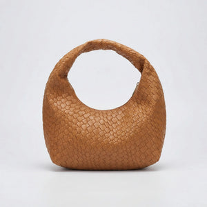 Vovella - Woven Embossed Hobo Shoulder Bag Brown