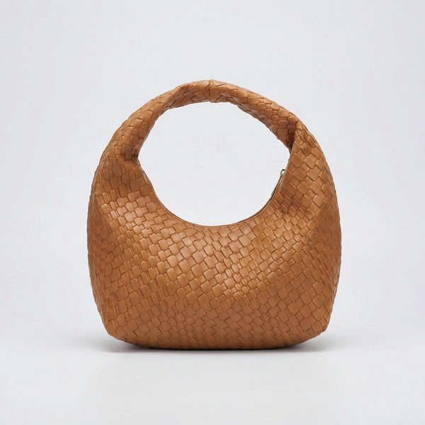 Vovella - Woven Embossed Hobo Shoulder Bag Brown