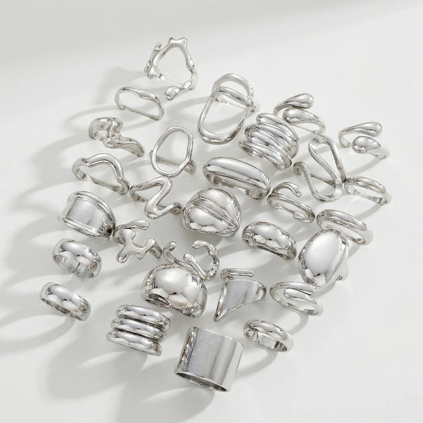 Vynxra - 29-Piece Open Geometric Ring Set