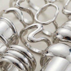 Vynxra - 29-Piece Open Geometric Ring Set