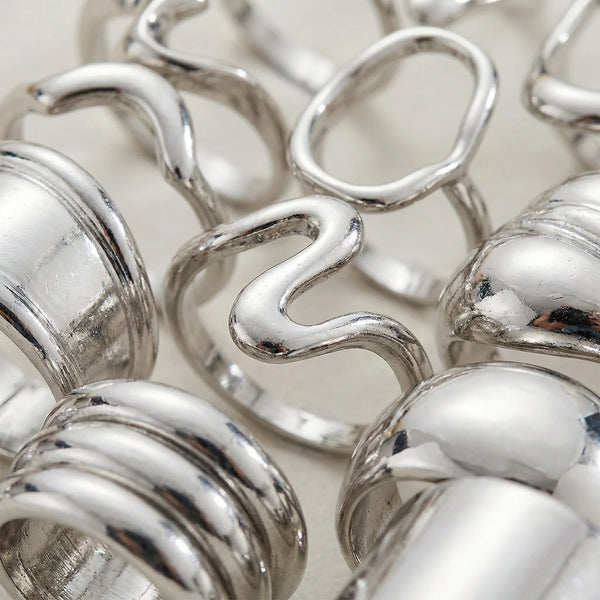 Vynxra - 29-Piece Open Geometric Ring Set