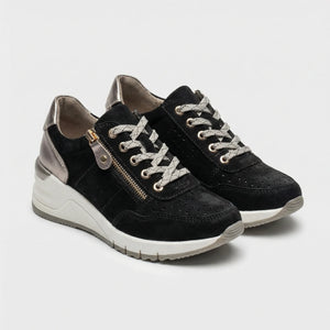 Walkova - Supportive Wedge Walking Sneaker For Women Black