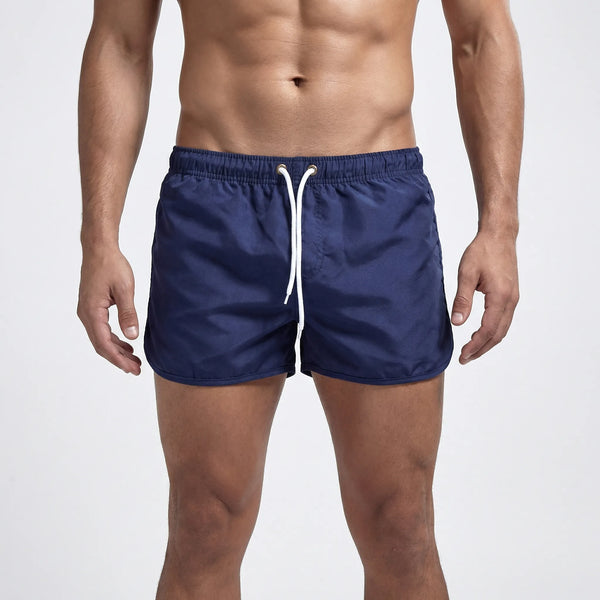 Wavzen - Solid Color Men's Swim Shorts Dark Blue