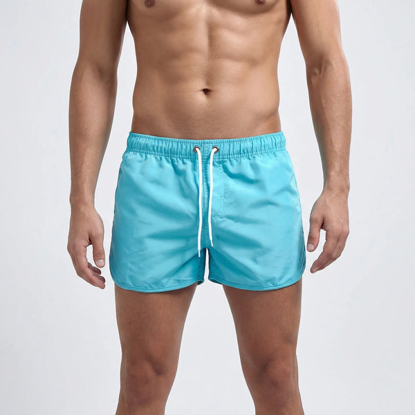 Wavzen - Solid Color Men's Swim Shorts Light Blue
