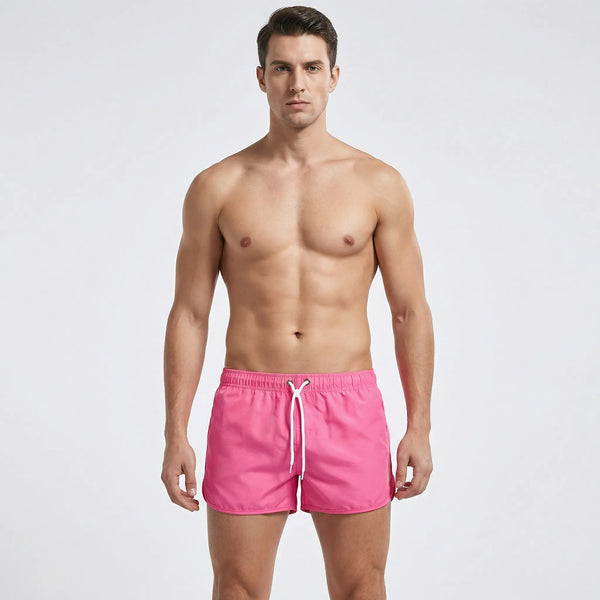 Wavzen - Solid Color Men's Swim Shorts Pink