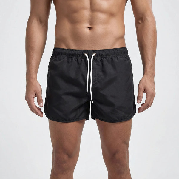 Wavzen - Solid Color Men's Swim Shorts Black