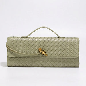 Wovella - Woven Accordion Flap Crossbody Bag Light Green