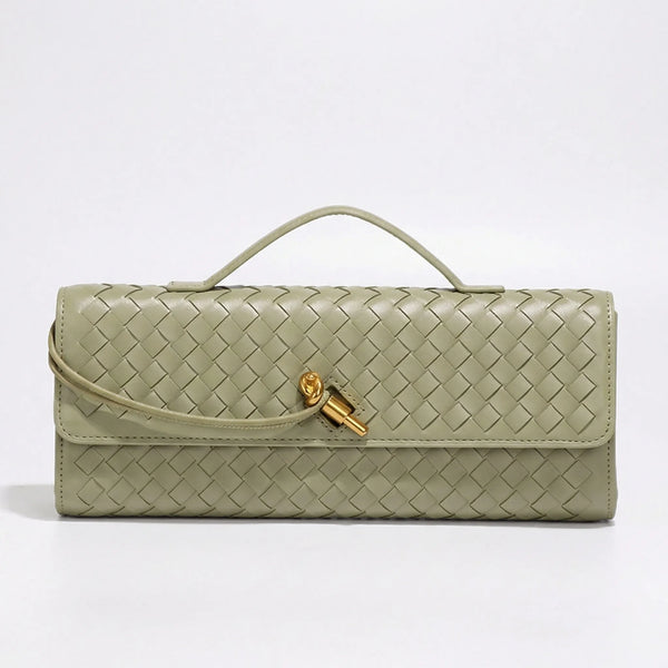 Wovella - Woven Accordion Flap Crossbody Bag Light Green