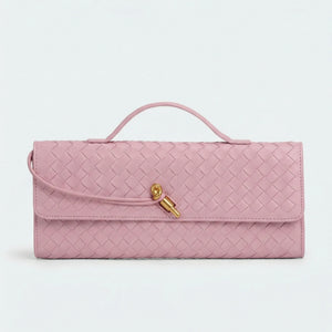 Wovella - Woven Accordion Flap Crossbody Bag Pink