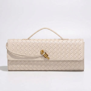 Wovella - Woven Accordion Flap Crossbody Bag Beige
