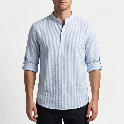 Wovlyn - Tailored Fit Henley-Style Woven Shirt