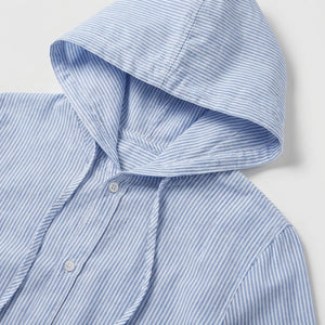 Zephyra - Button-Front Hooded Shirt Jacket