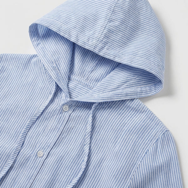 Zephyra - Button-Front Hooded Shirt Jacket