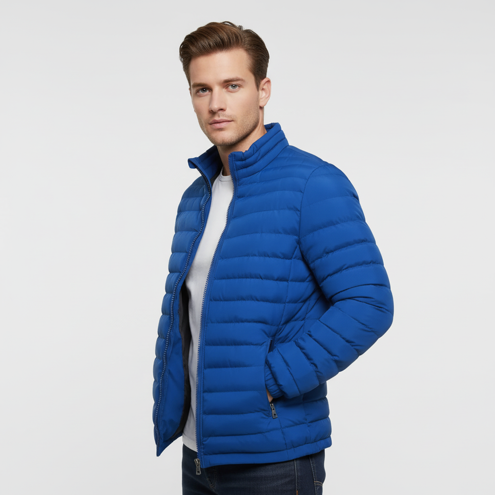 Angus | Men’s Stand Collar Padded Jacket Blue