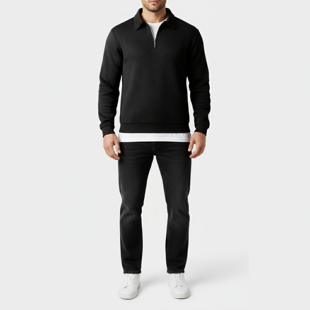 Anthony | Men’s Quarter Zip Jumper Black