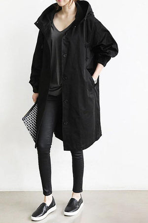 Eva | Women’s Waterproof Hooded Trench Coat Black