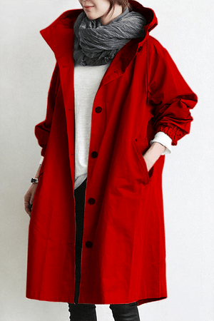 Eva | Women’s Waterproof Hooded Trench Coat Red