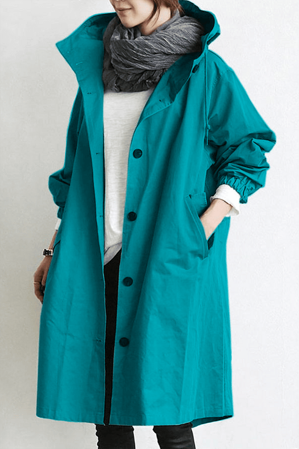 Eva | Women’s Waterproof Hooded Trench Coat Turquoise