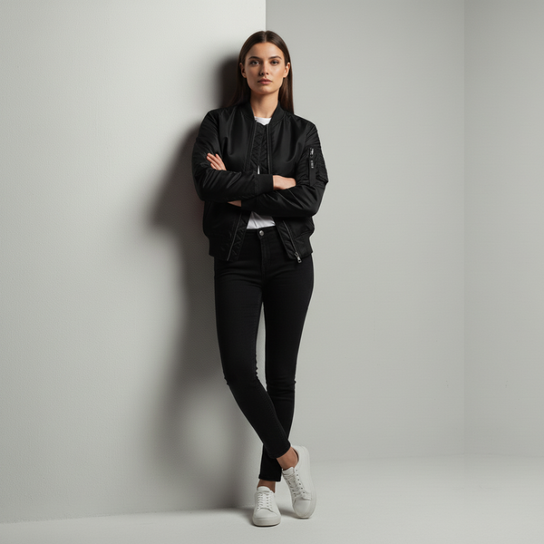 Francesca | Women’s Bomber Jacket Black