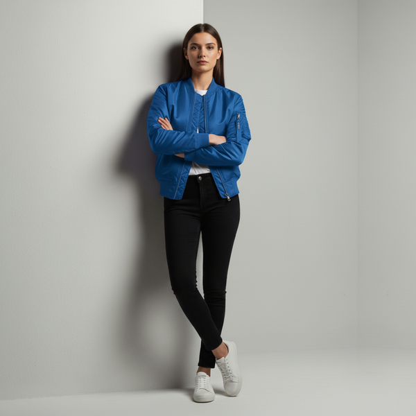 Francesca | Women’s Bomber Jacket Blue