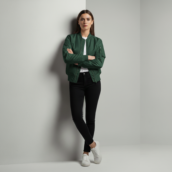 Francesca | Women’s Bomber Jacket Dark green