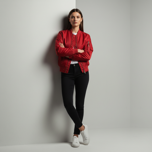 Francesca | Women’s Bomber Jacket Red
