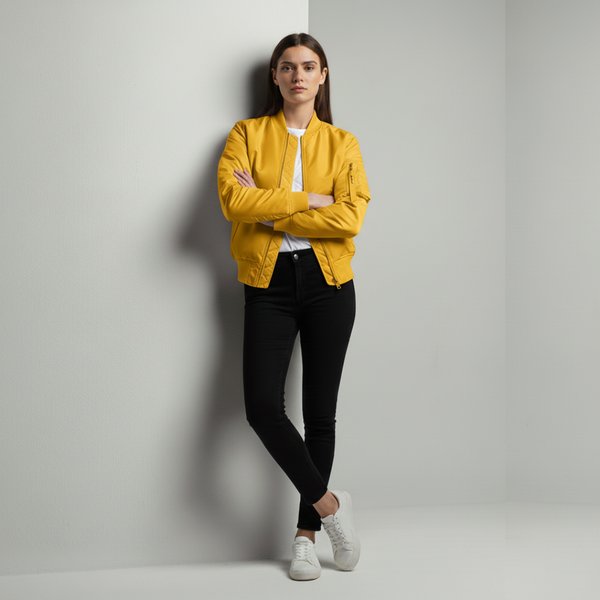 Francesca | Women’s Bomber Jacket Yellow