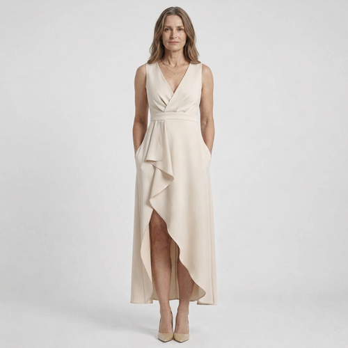 Asymova - Sleeveless V-Neck Wrap Maxi Dress