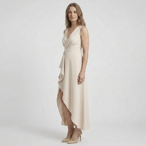 Asymova - Sleeveless V-Neck Wrap Maxi Dress