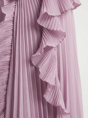 Hailey - Pleated Ruffle Halter Maxi Dress