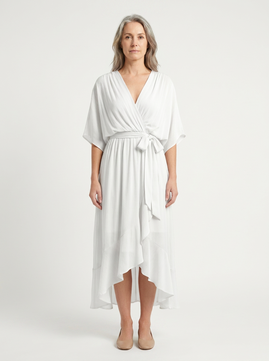Kayla - V-Neck Midi Dress With Tie Waist