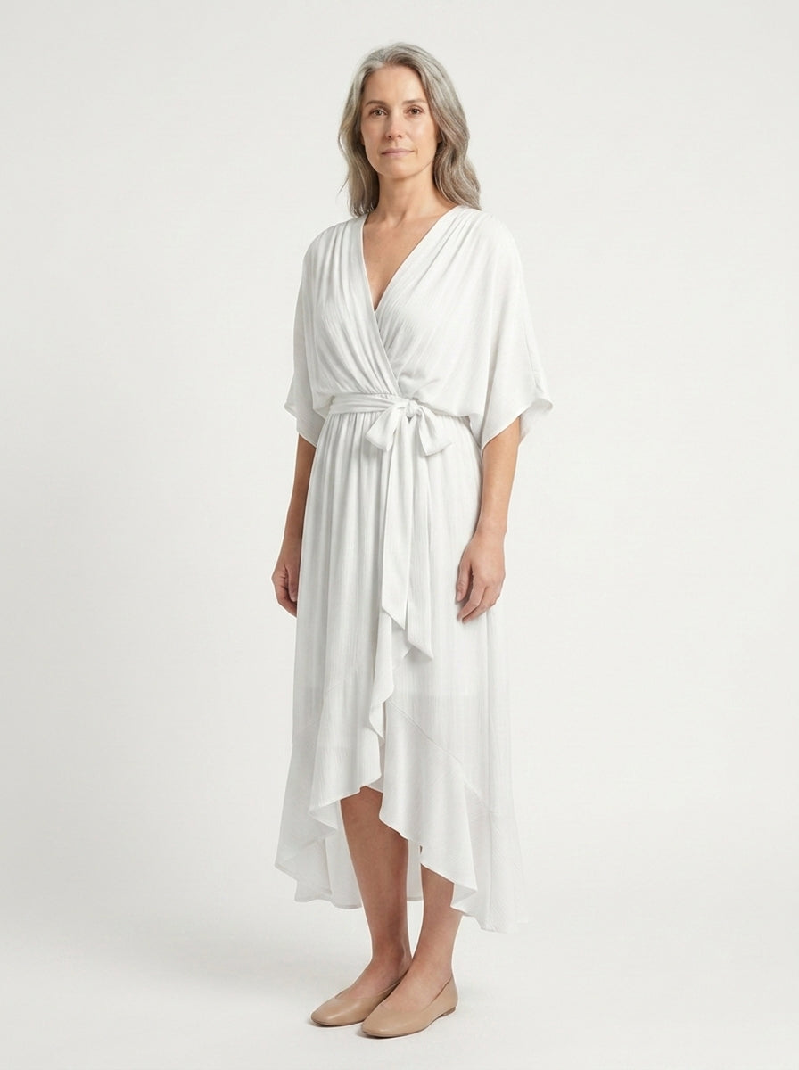 Kayla - V-Neck Midi Dress With Tie Waist