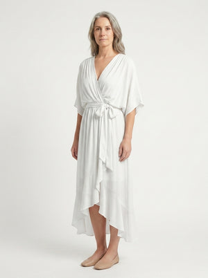 Kayla - V-Neck Midi Dress With Tie Waist