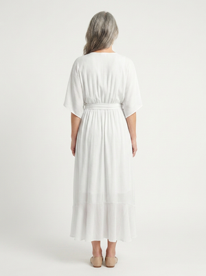 Kayla - V-Neck Midi Dress With Tie Waist