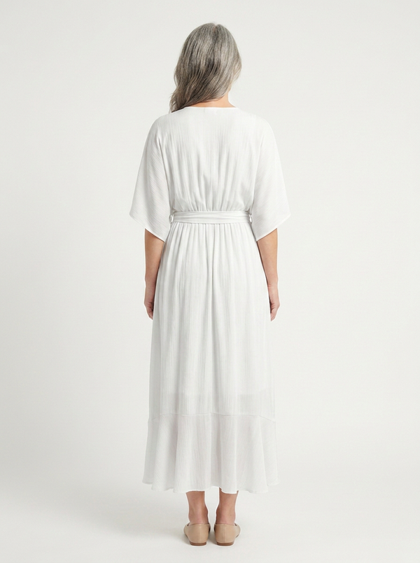Kayla - V-Neck Midi Dress With Tie Waist