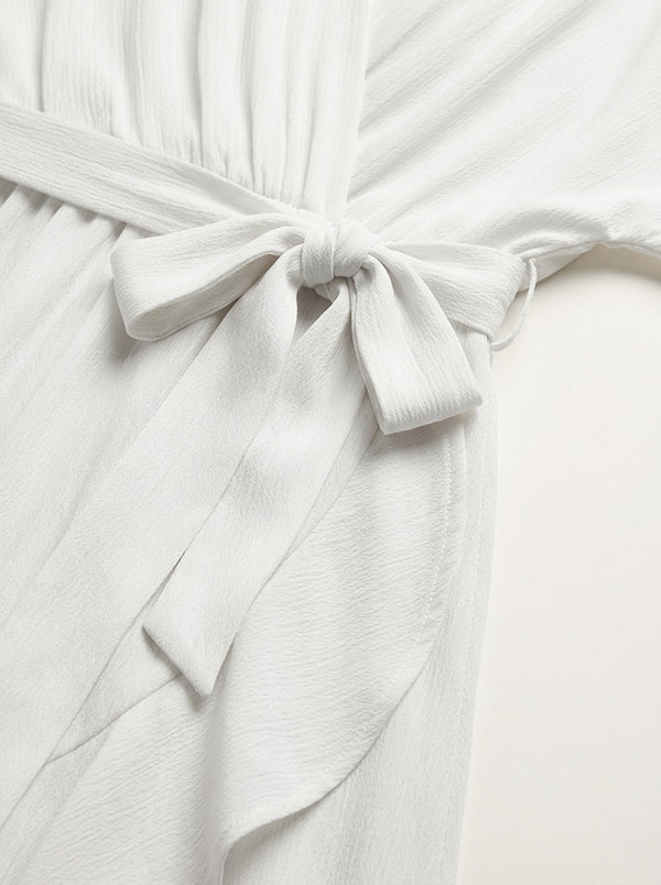 Kayla - V-Neck Midi Dress With Tie Waist