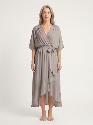 Kayla - V-Neck Midi Dress With Tie Waist