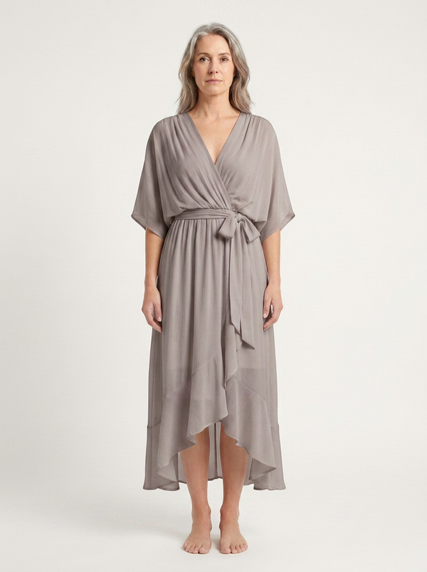 Kayla - V-Neck Midi Dress With Tie Waist