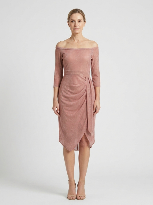 Destiny - Off-Shoulder Wrap-Look Midi Dress