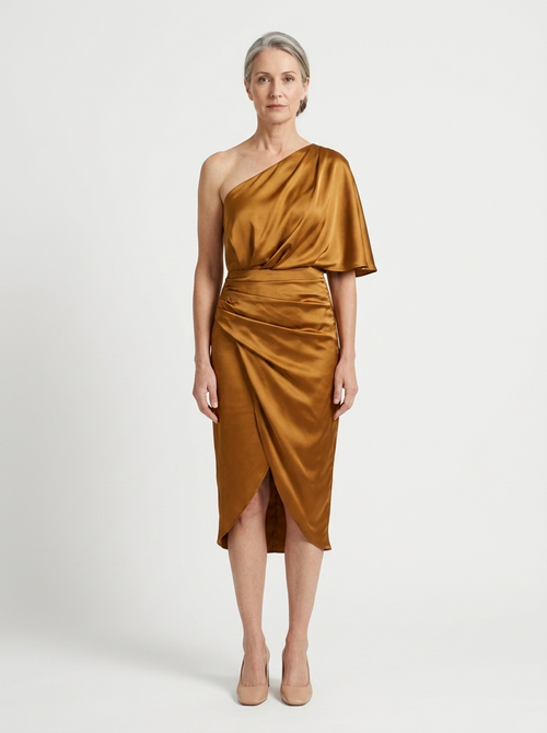 Elena - One-Shoulder Asymmetric Midi Dress