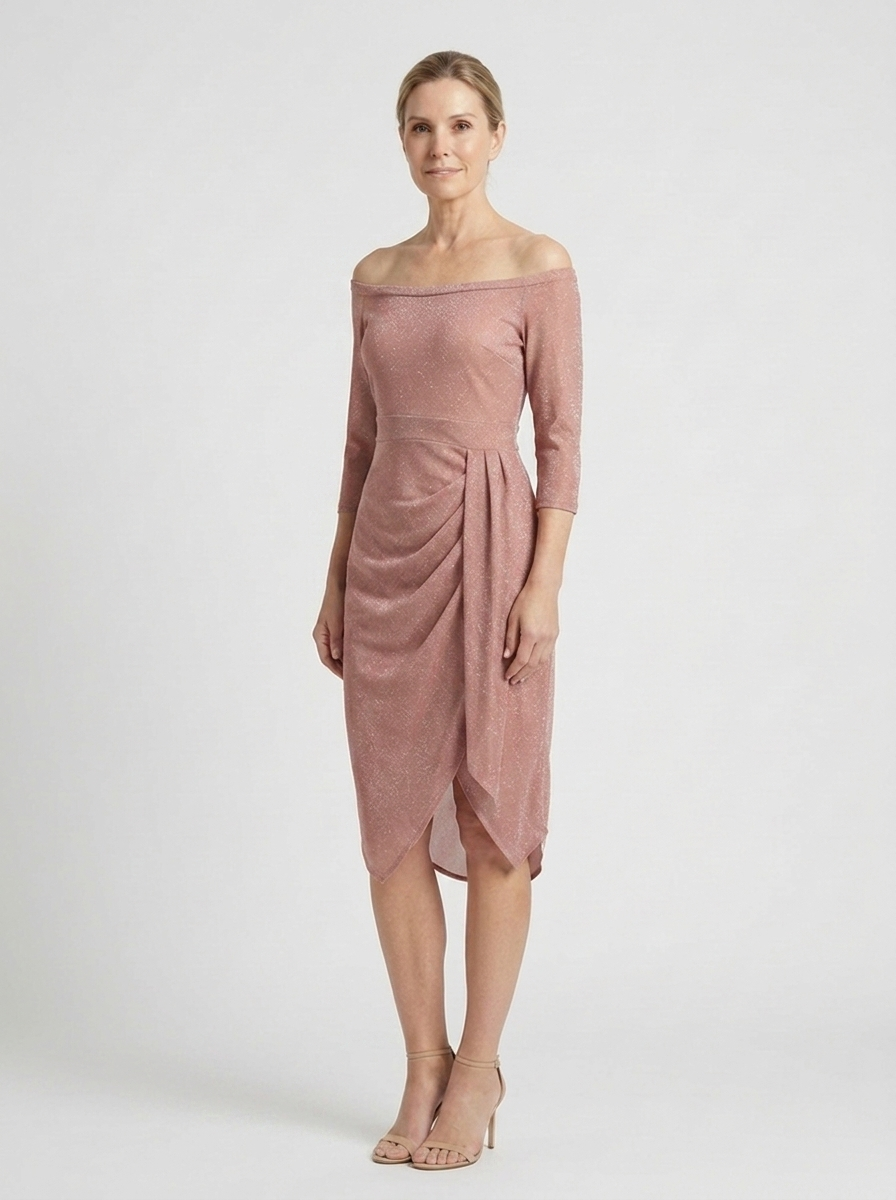 Destiny - Off-Shoulder Wrap-Look Midi Dress