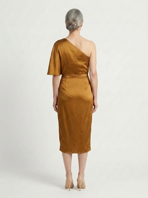 Elena - One-Shoulder Asymmetric Midi Dress