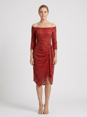 Destiny - Off-Shoulder Wrap-Look Midi Dress
