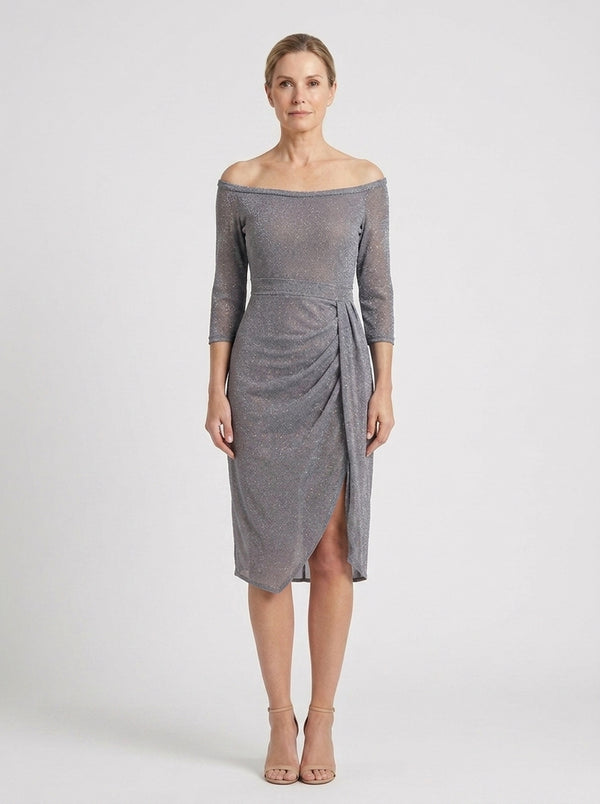 Destiny - Off-Shoulder Wrap-Look Midi Dress