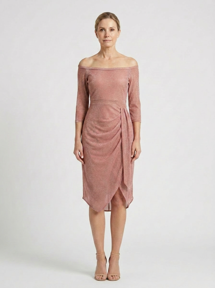 Destiny - Off-Shoulder Wrap-Look Midi Dress
