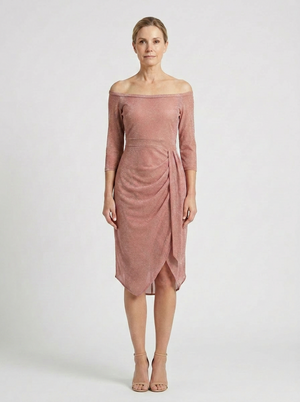 Destiny - Off-Shoulder Wrap-Look Midi Dress