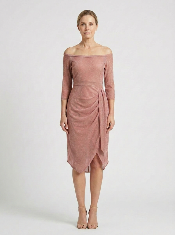 Destiny - Off-Shoulder Wrap-Look Midi Dress