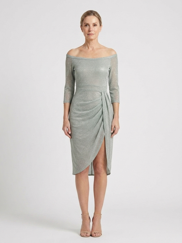 Destiny - Off-Shoulder Wrap-Look Midi Dress