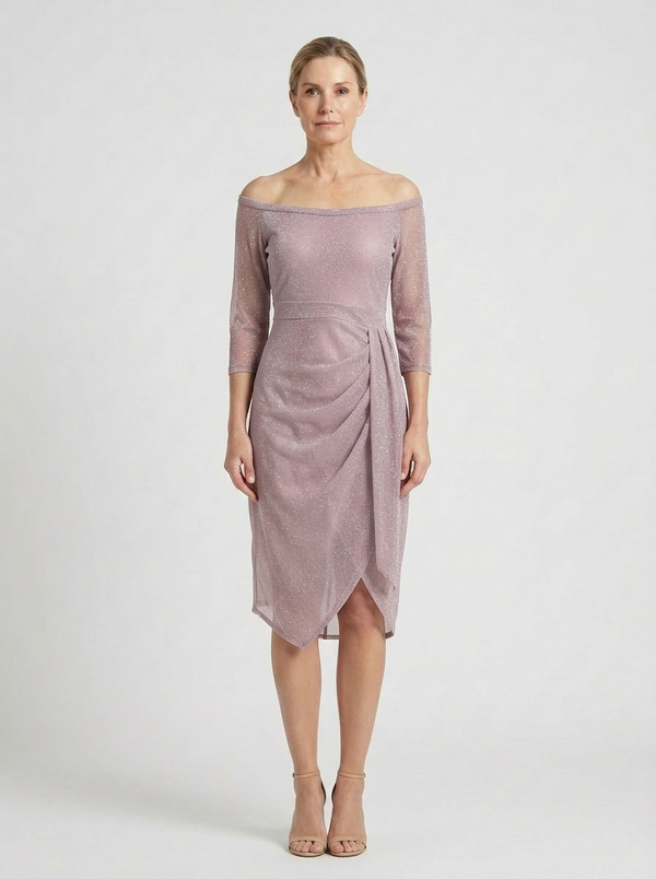 Destiny - Off-Shoulder Wrap-Look Midi Dress