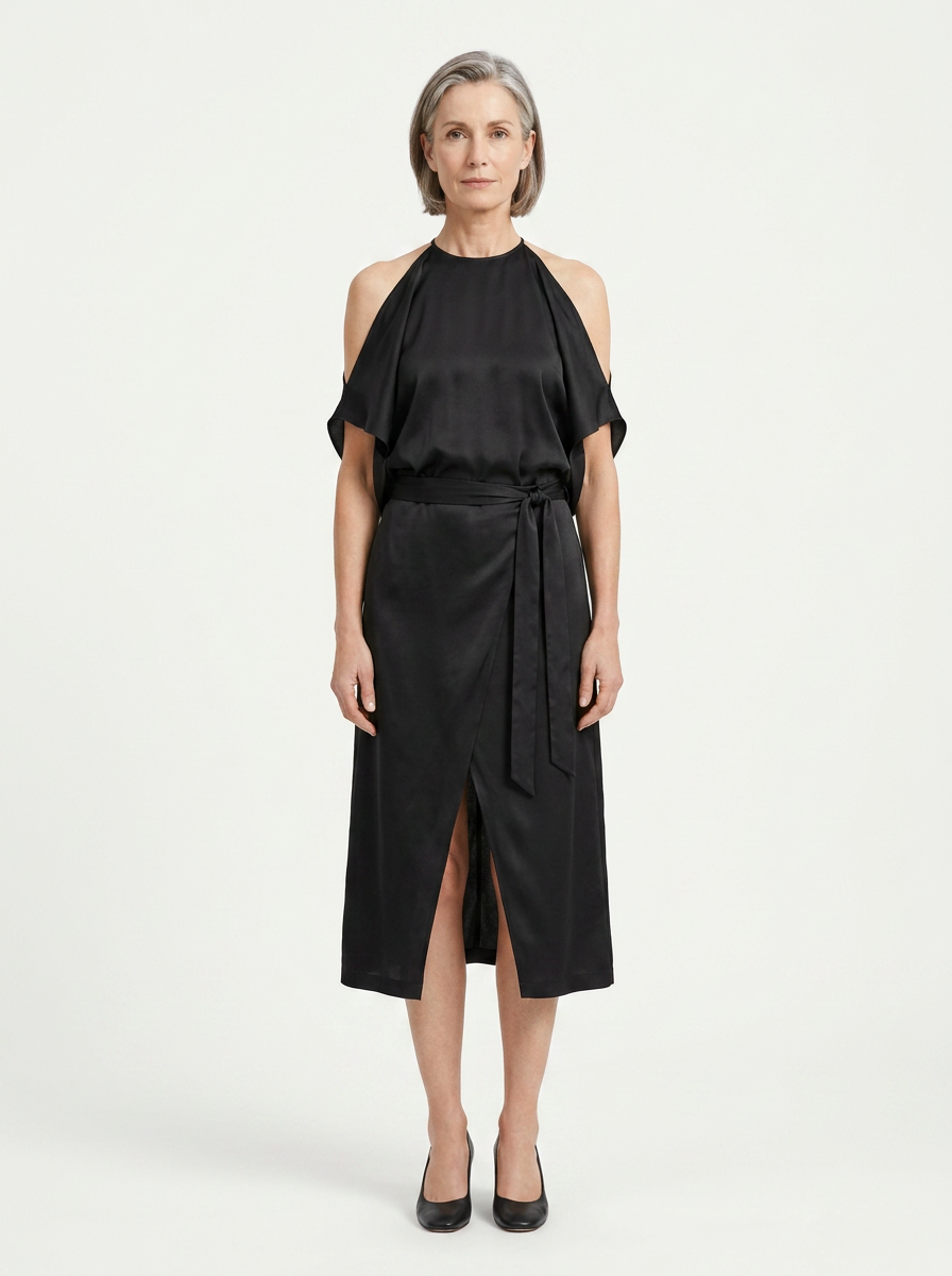 Camila - Cold-Shoulder Midi Dress With Open Back